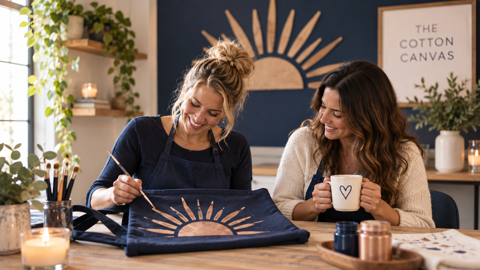 Diverse group of women laughing together at a Cotton Canvas workshop