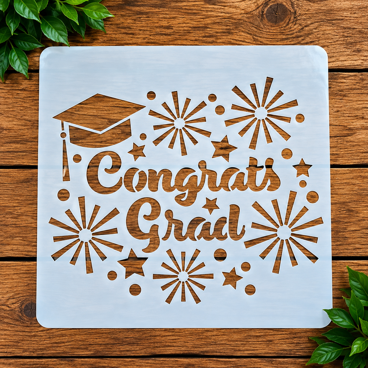Congrats Grad graduation stencil on wood