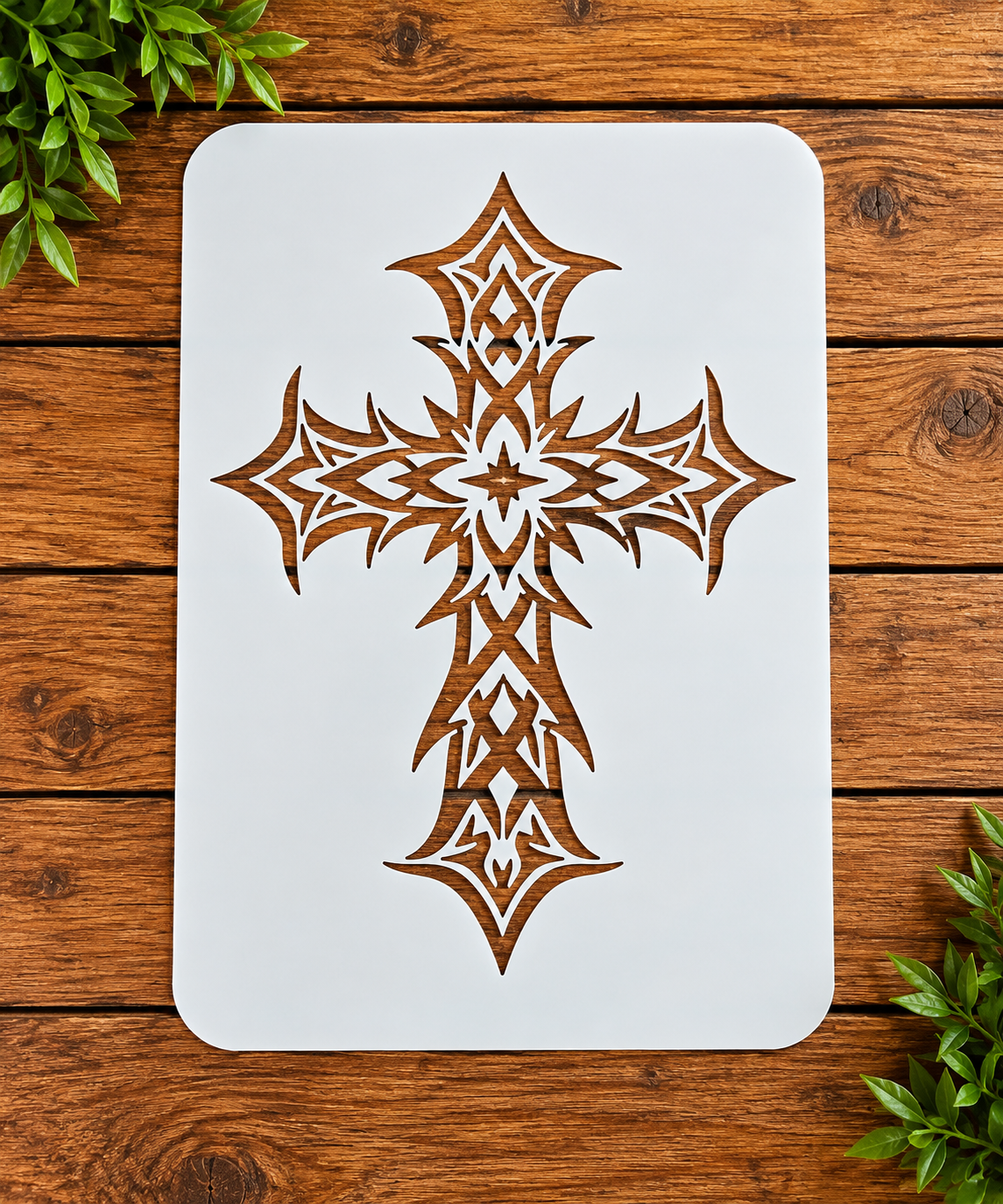 Ornate cross Sacred Symbols stencil