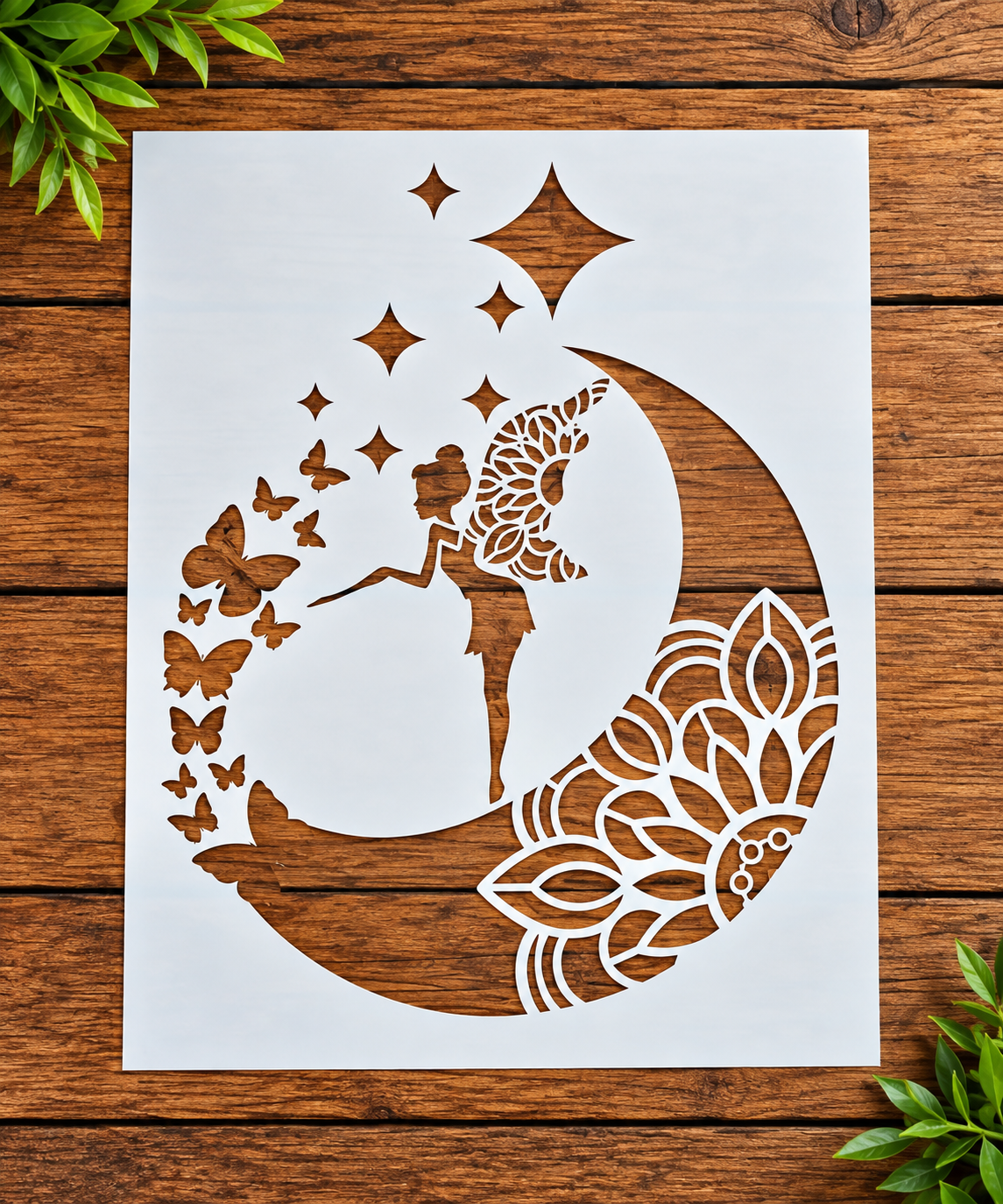 Fairy moon butterfly Sacred Symbols stencil