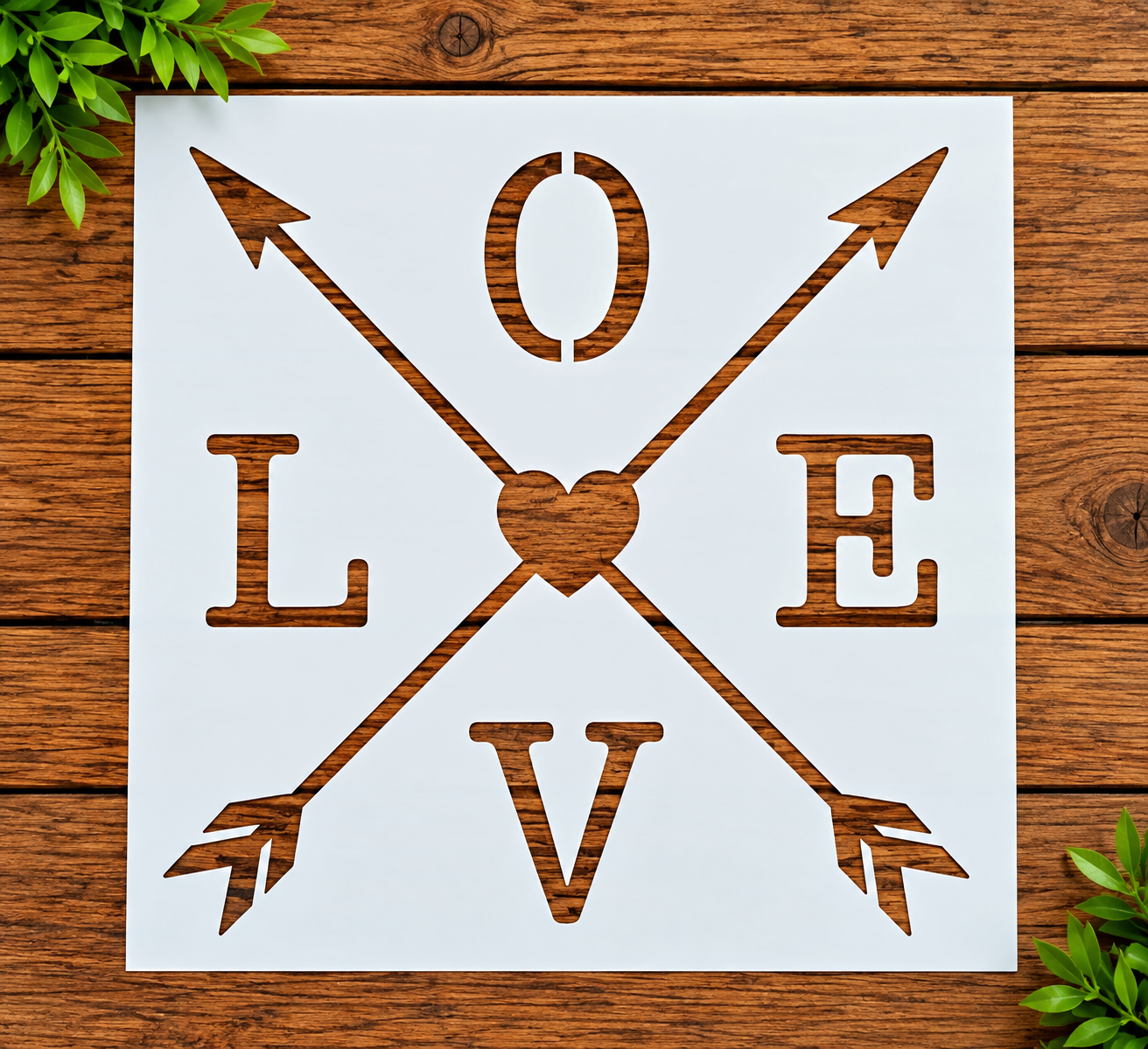 LOVE arrows heart seasonal stencil
